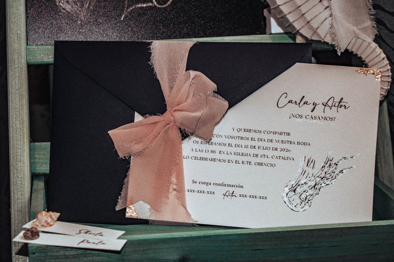 invitación de boda con sobre